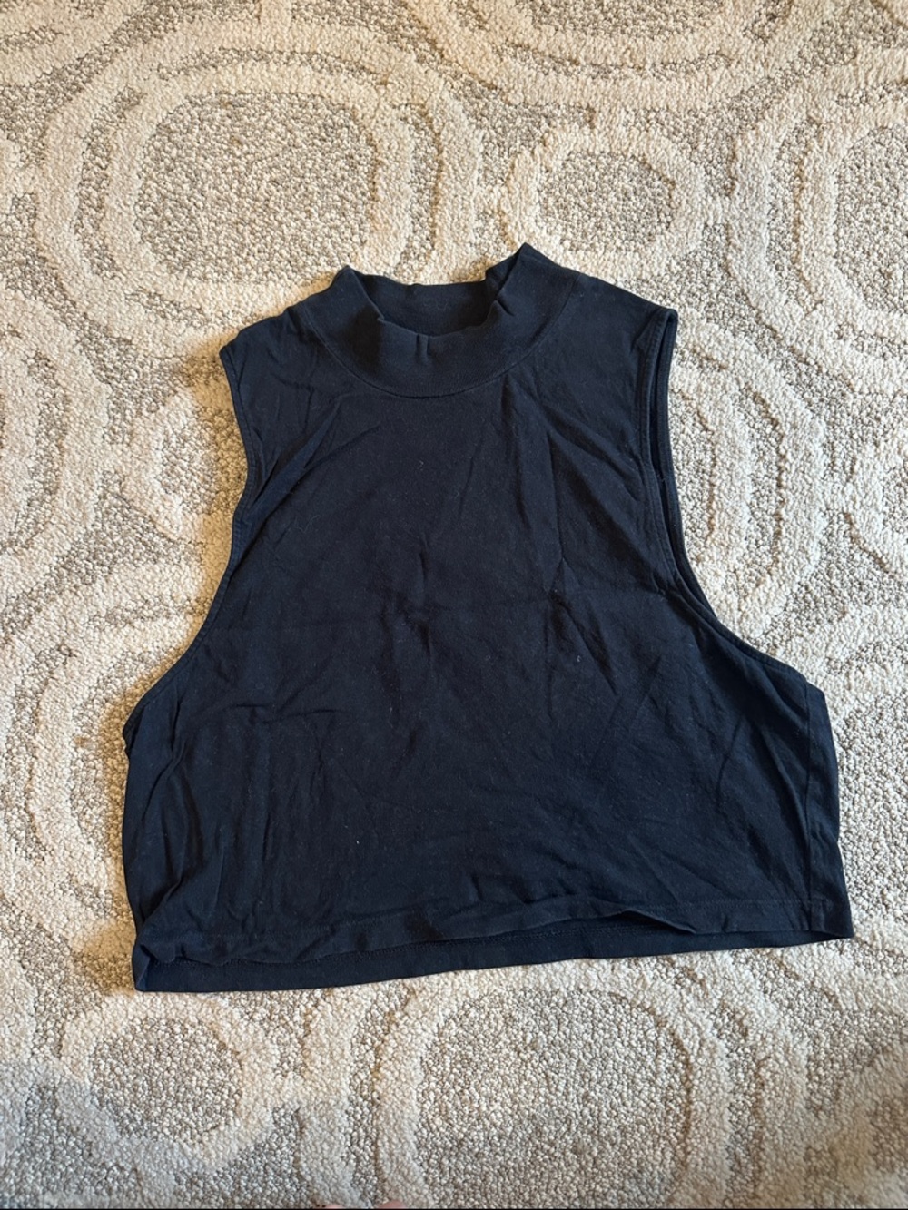 ALO Yoga Black Sleeveless Mock Neck Crop Top